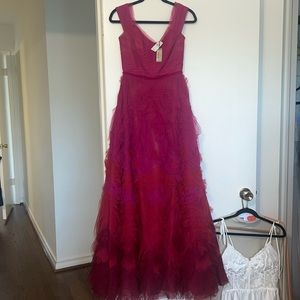 Marchesa Notte BRAND NWT Pink and Red Ruffle Gown